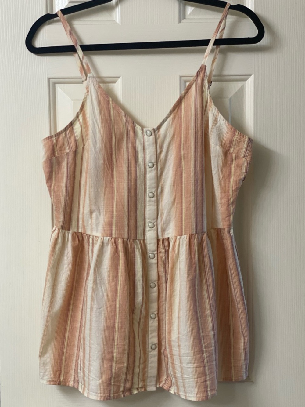 Wrangler Retro Striped Snap Front Spaghetti Strap Peplum Top Size Medium
